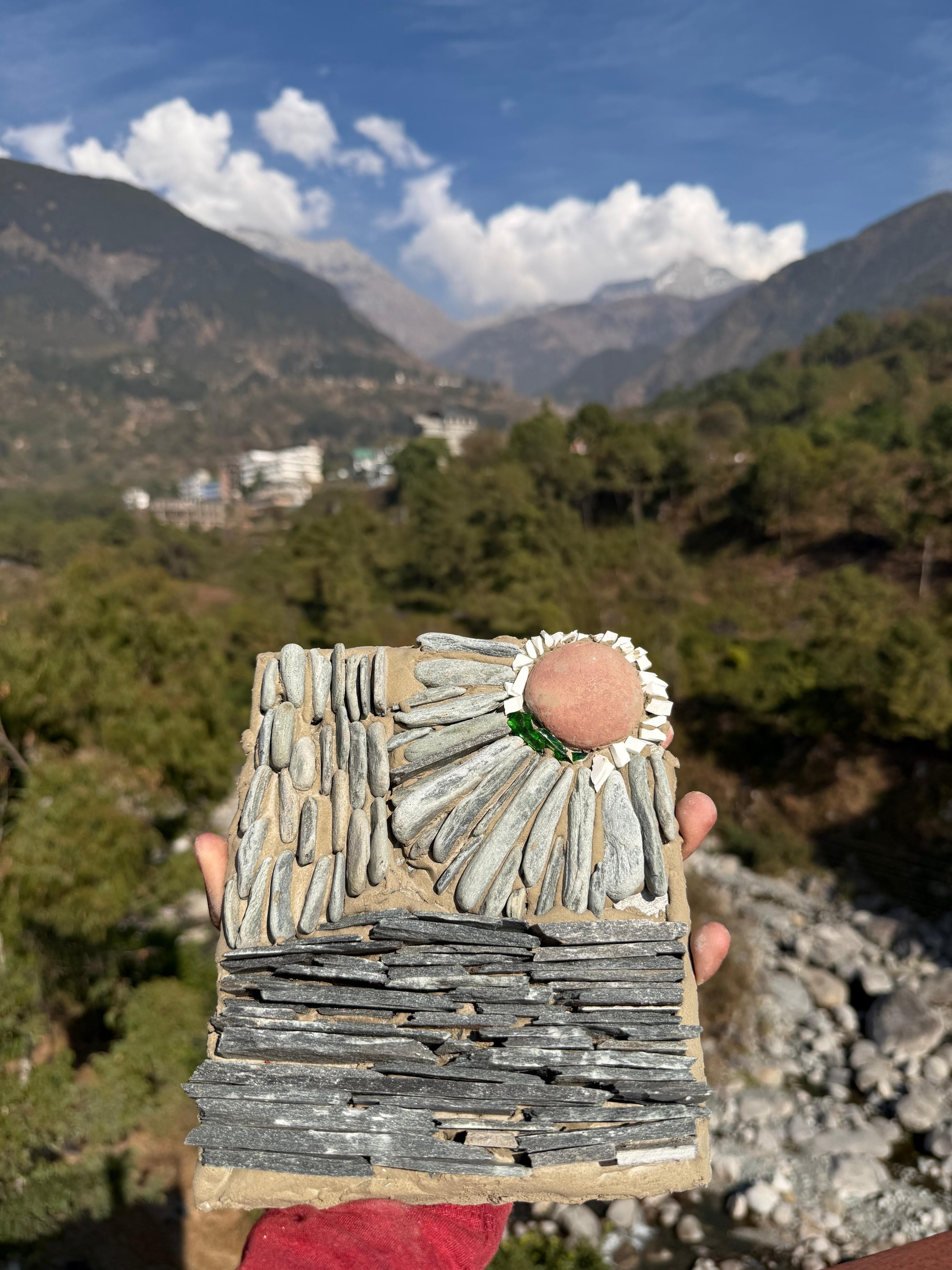 Mosaic studio and riverside view